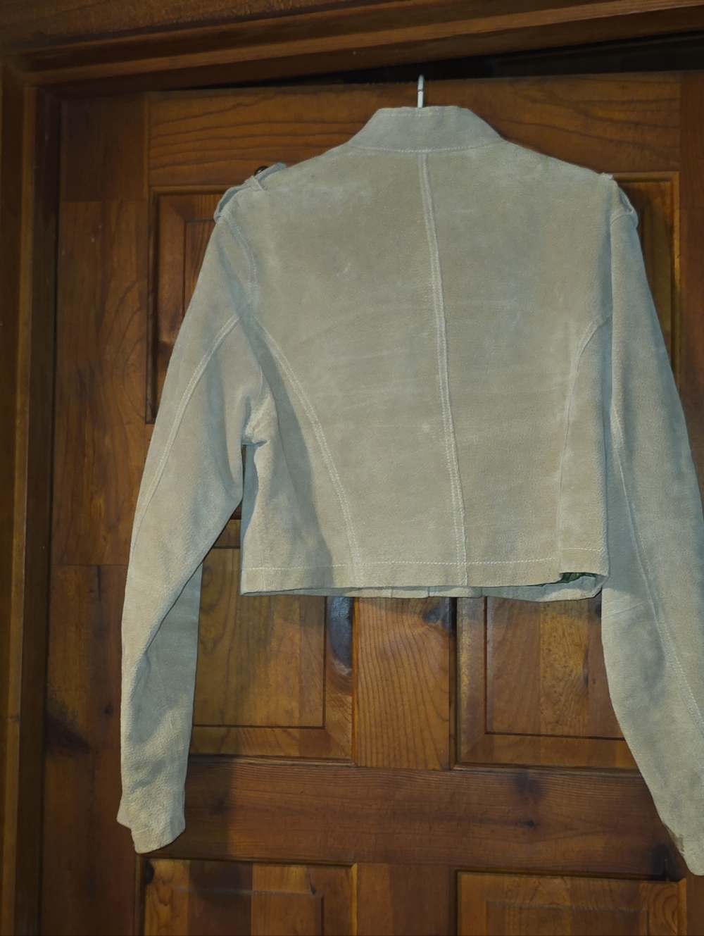 Vintage Wilsons Leather Women's Suede Crop Military-Inspired Jacket Light Beige - Picture 2 of 5